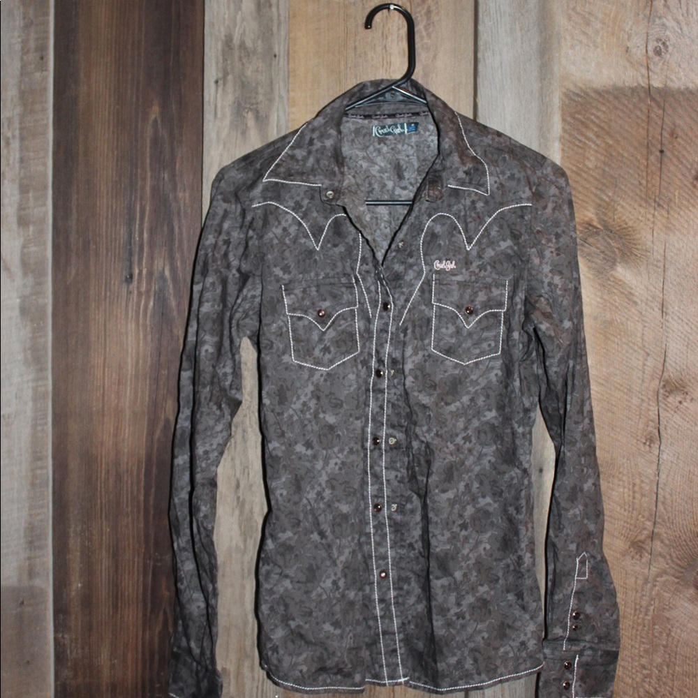 CRUEL GIRL Gray Western Button up